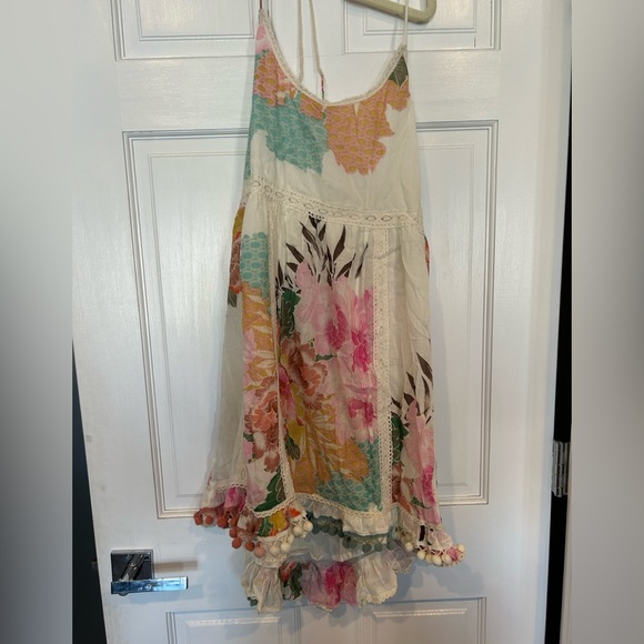Floral Boho Summer Dress with Pom Poms-NWT - Picture 2 of 9